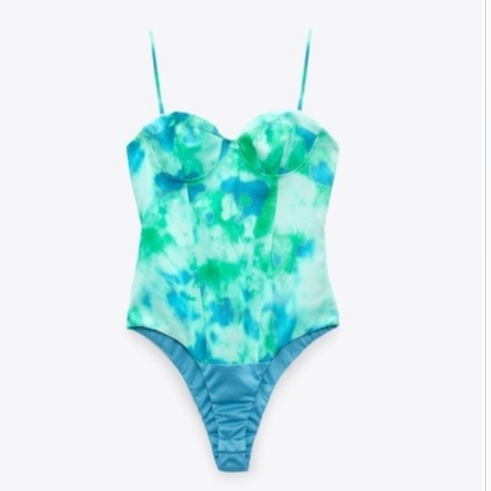 Zara Satin Effect Bustier Bodysuit